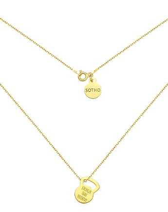 Złoty naszyjnik kettlebell STRONGER THAN YESTERDAY, SOTHO