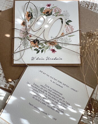 Wyjątkowa ręcznie robiona kartka życzenia na 90 urodziny, sorte