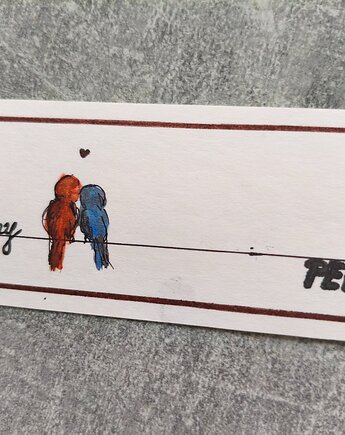 Akwarela Zakładka Książki Ptaki Cytat Miłość Przyjaźń Tasiemka, kkjustpaint Karolina Kamińska