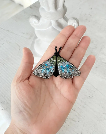 Broszka ĆMA 12 ręcznie haftowana przypinka owady motyle, HAART