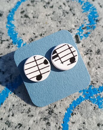 Kolczyki ceramiczne w nuty, biżuteria z talerzy