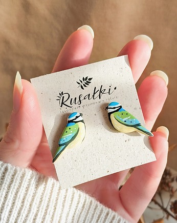 Kolczyki ptaszki sikorki, biżuteria z sikorką, dla osoby lubiącej naturę, Dary Rusałki