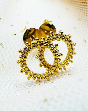 Złote kolczyki kółka, eleganckie sztyfty, Anemon Atelier