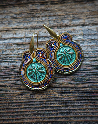 Małe kolczyki sutasz z motywem ważki, Mró Soutache