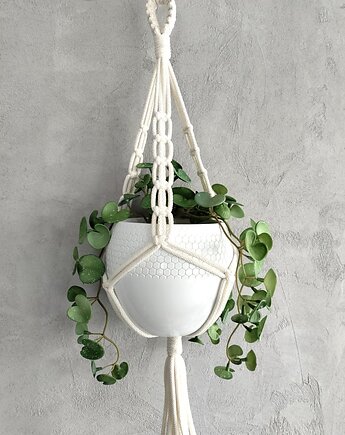Krótki Kwietnik Wiszący Makrama Nowoczesny Splot Łańcuszek 70 cm, Pracownia Wardin