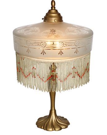 Lampa stołowa Art Deco, lata 50.  Mosiądz i szkło  Vintage  2x E27, Relikt design