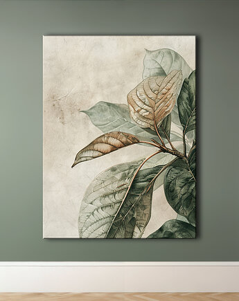 Liście magnolii - Obraz na płótnie - Druk Blejtrama, Wabi Sabi, Boho #96, Black Sapphire Art