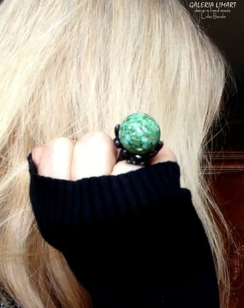 Wiosenny pierścień Zielona muszla oryginalny prezent handmade, Galeria Limart