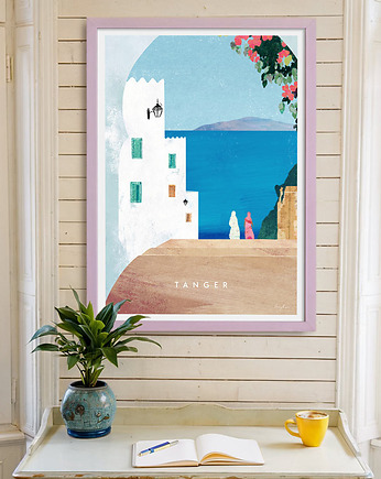 Maroko Tanger - plakat 50x70 cm - widok przez bramę, minimalmill