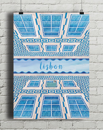 Plakat Lizbona - kamienice z azulejos, minimalmill