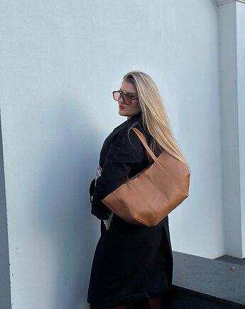 SHOPPER GINA M ciemny camel szewro GOLD, FABIOLA TOREBKI