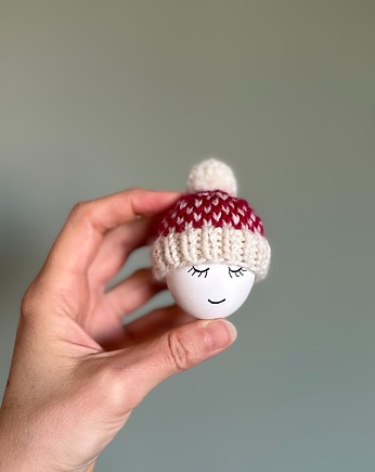 Czapeczka z pomponem  na jajka wielkanocne  - 1 szt., Kocie Motki