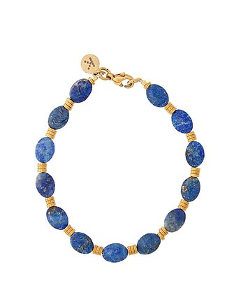 Bransoletka Lapis Lazuli x Hematyt - -złote hematyty - Pozłacana, Kulka Bransoletki