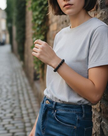 Lawa Czarna 12 mm Bransoletka, galeria nuit