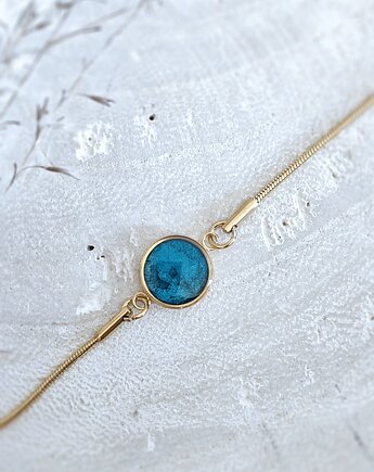 Bransoletka z hortensją i turkusową akwarelą, Slow Jewelry