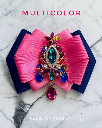 Brosza z kolekcji MULTICOLOR  z kolorowymi kryształami New, Pudrowy Różowy