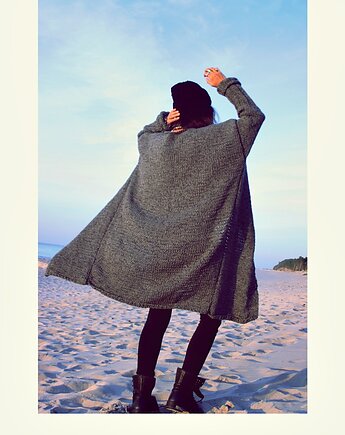Szary sweter  Oversize z wełną, Mademoiselle Patrini