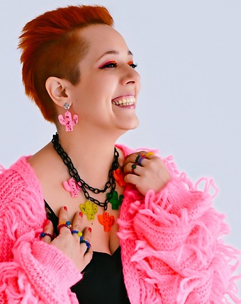 Kolczyki z żywicy : KAKTUSY : różowe, kaktusia