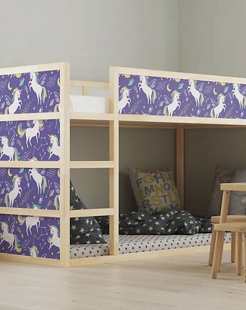 Naklejki na łóżko Ikea Kura jednorożce, Makatka i kropka