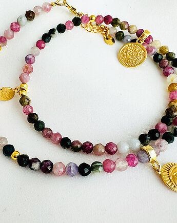 CZUŁY DOTYK- NASZYJNIK Turmalin, kolorowe kamienie, boho, Anemon Atelier