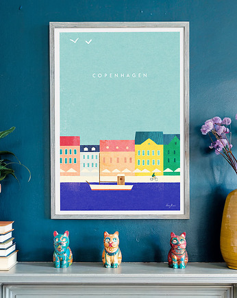 Kopenhaga Dania - kolorowe kamienice Nyhavn - plakat fine art, minimalmill