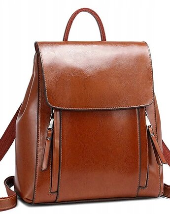 Plecak Damski skórzany brązowy skóra naturalna torba torebka plecaczek poje, AKADEMIA STYLU