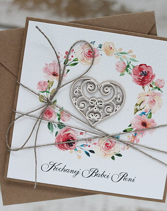 Ręcznie robiona kartka z sercem dla babci - pomysł na prezent na Dzień Babci, sorte