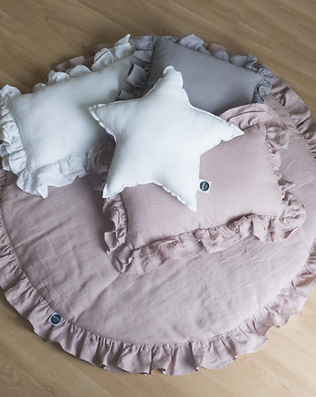 Lniana mata do zabawy z falbanką brudny róż, Nukko Design