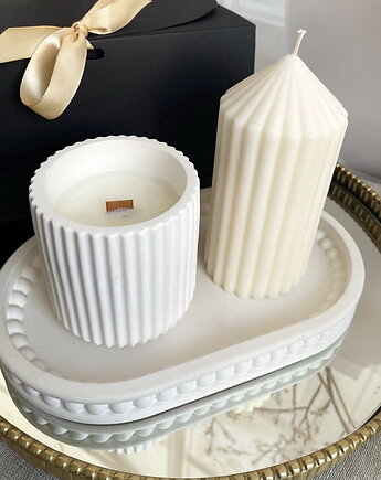 Zestaw prezentowy świece ekologiczne sojowe dekoracyjne + tacka, Coccola JEWELLERY