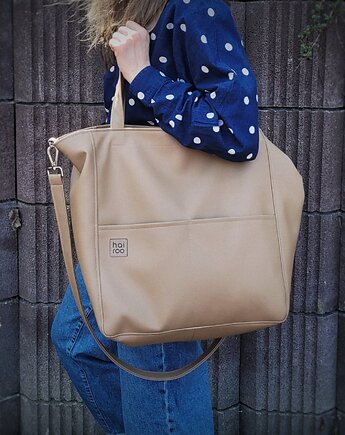 Lazy bag Pocket torba ciemnobeżowa ekoskóra, hairoo