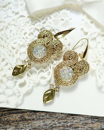 Boho złote kolczyki sutasz, Mró Soutache