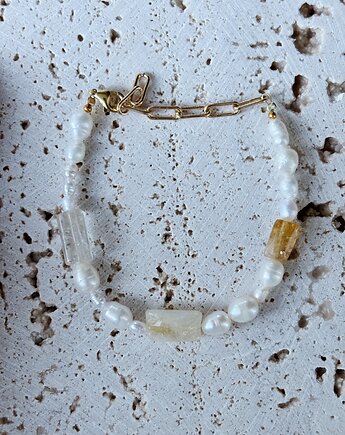 Bransoletka Perły naturalne i Cytryn, Chmolowska Jewellery