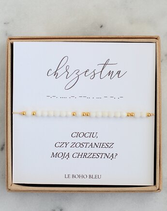 CHRZESTNA w alfabecie Morse'a - Bransoletka dla Chrzestnej, Le Boho Bleu