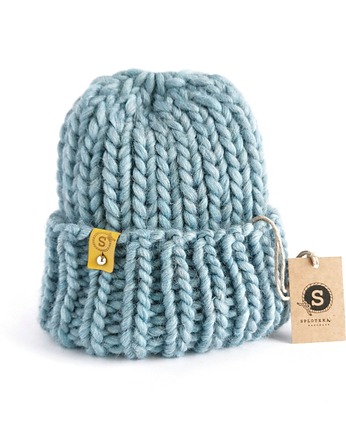 Wełniana czapka zimowa WOOLY błękitna, sploteka