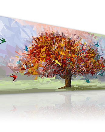 Grafika na płótnie-DRZEWO ORIGAMI- 150x60cm, LUdesign gallery
