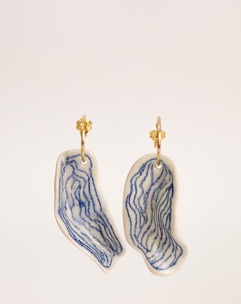 Kolczyki ceramiczne płatki blue line 02, Vaczor