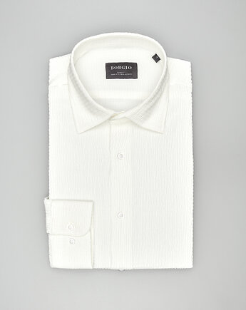 Koszula gonzaga 00580 długi rękaw ecru slim fit, BORGIO
