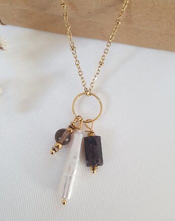 Łańcuszek z perłą i granatem, LEI handmade