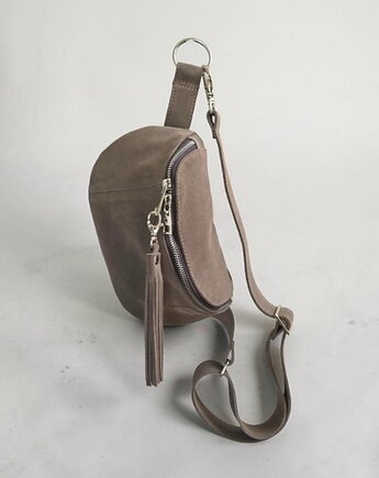 Nerka skórzana taupe U'POLKA FIT, skóra zamszowa, UNIQUE HandMade