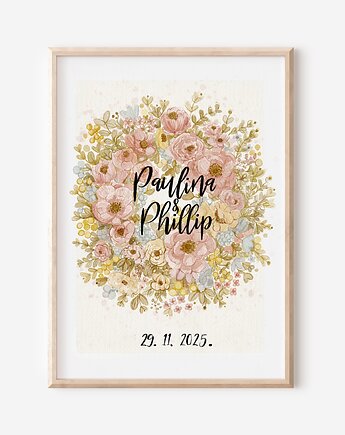 Plakat  ślubny - personalizowany, Mint In Paper