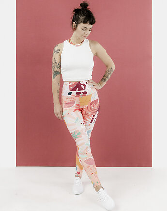 Kolorowe legginsy z wysokim stanem Cranberry, Mimi Monster