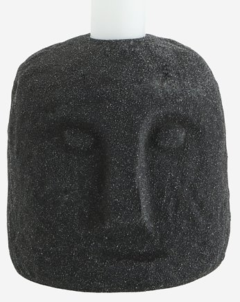 Świecznik Face Boho twarz kamień 11cm czarny, OKAZJE - Prezenty na 18