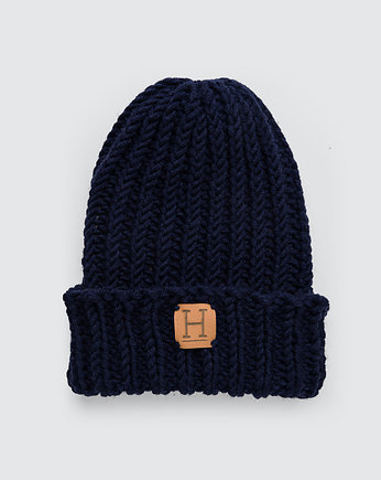 Czapka beanie z wełny merynosa handmade GRANAT, HisOutfit