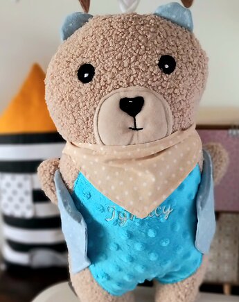 Wyjątkowa przytulanka PODUSZKA MISIO MIŚ boucle HAFT imię dziecka, Atelier Liliputki