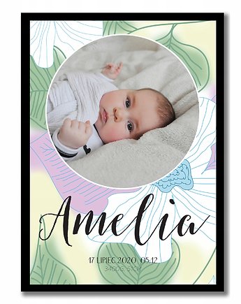 Plakat metryczka portret ze zdjęciem dziecka wiele wzorów, Sowia Aleja