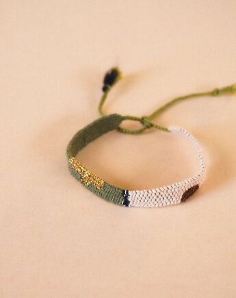 Tkana bransoletka z nici dla miłośników lasu i kolorów ziemi, Słońcem Tkane