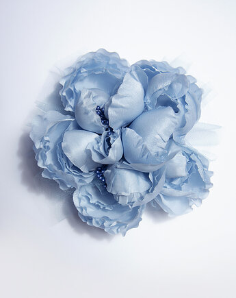 Jedwabna broszka w kolorze dżinsowego błękitu, Kasia Rodak Design