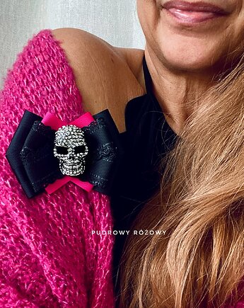 Niesamowita Brosza z Czaszką wysadzaną kryształkami, Pudrowy Różowy