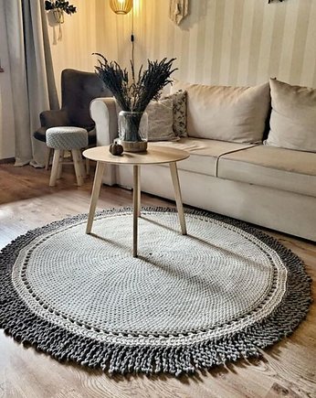 Okrągły dziergany dywan Boho Twist 150cm, Knitting Factory