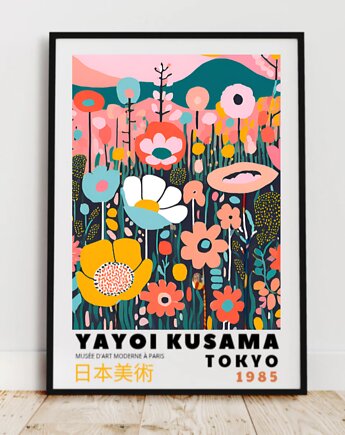 PLAKAT dekoracyjny pastelowe kwiaty Yayoi Kusama,  poster, black dot studio